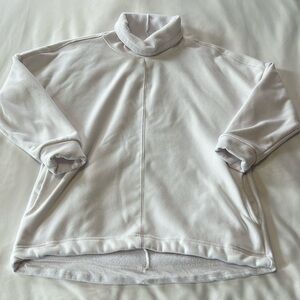 Workshop Republic Clothing White Fleece Lined Cowl Neck Sweatshirt w/ Pockets